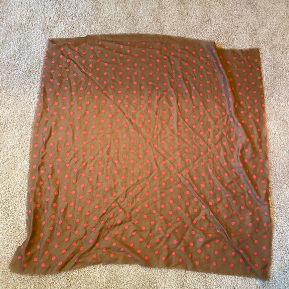 Brown and Pink Polka Dot Spring Scarf - Picture 2 of 3